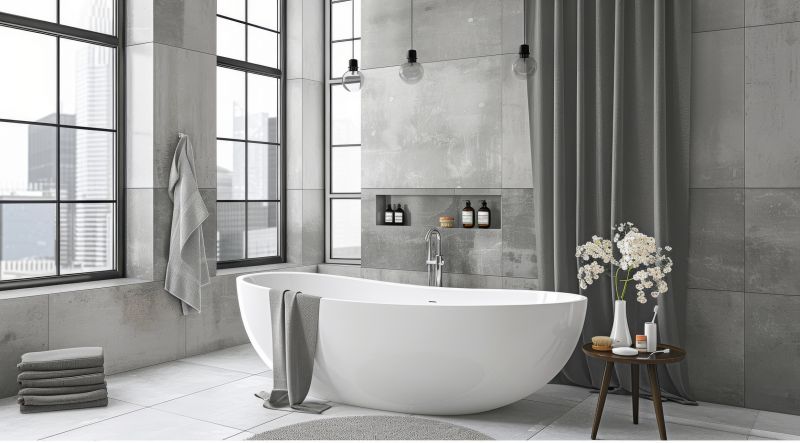 Freestanding Bathtub in a Contemporary Setting