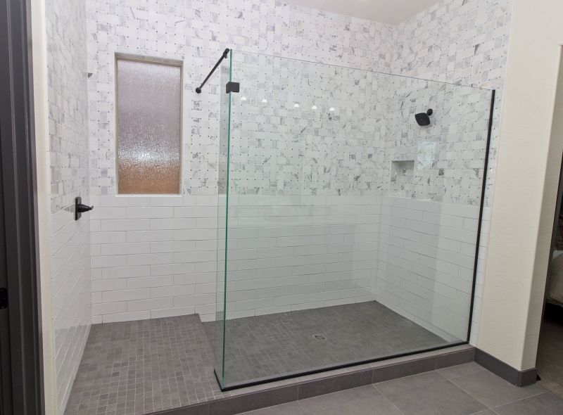 Walk-in Shower Featuring Large Tiles